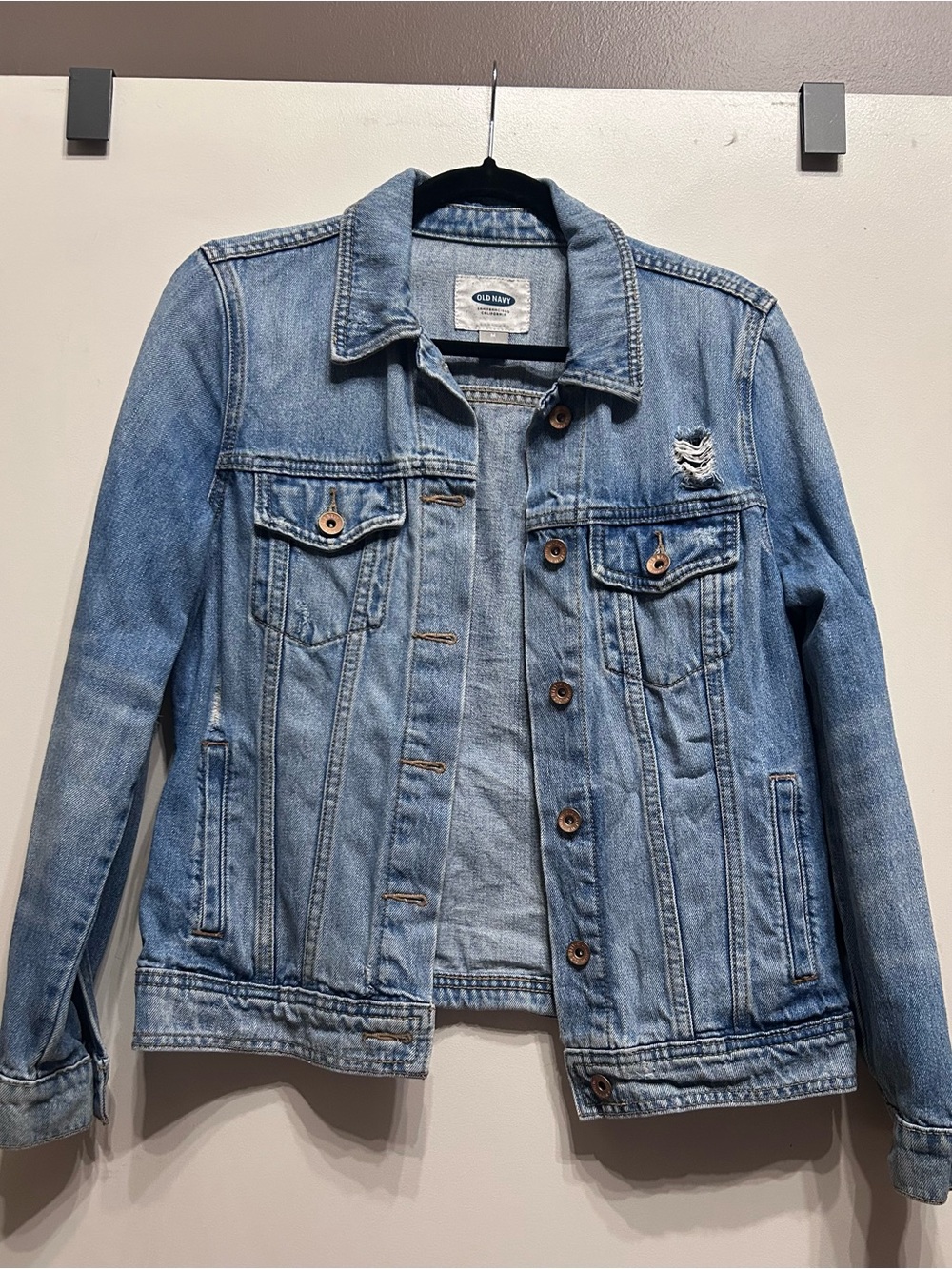 Old Navy Light Blue Distressed Denim Jacket